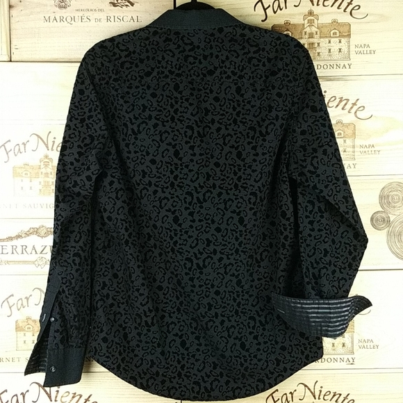 INC Black and Velvety Animal Print Top - Picture 5 of 6